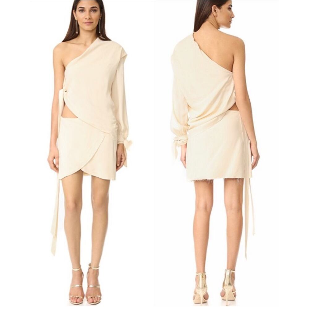 Bec + Bridge Cream Rosewood one shoulder dress